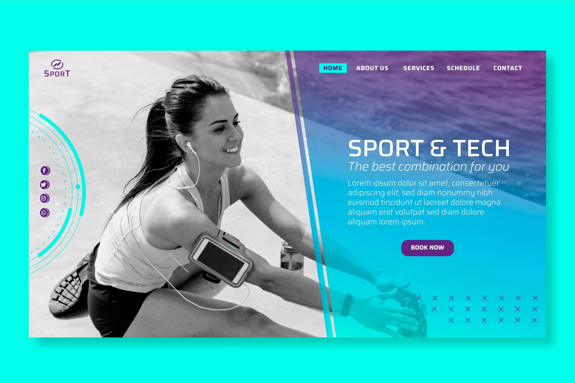 pagina-de-destino-de-esportes-e-tecnologia-vetor